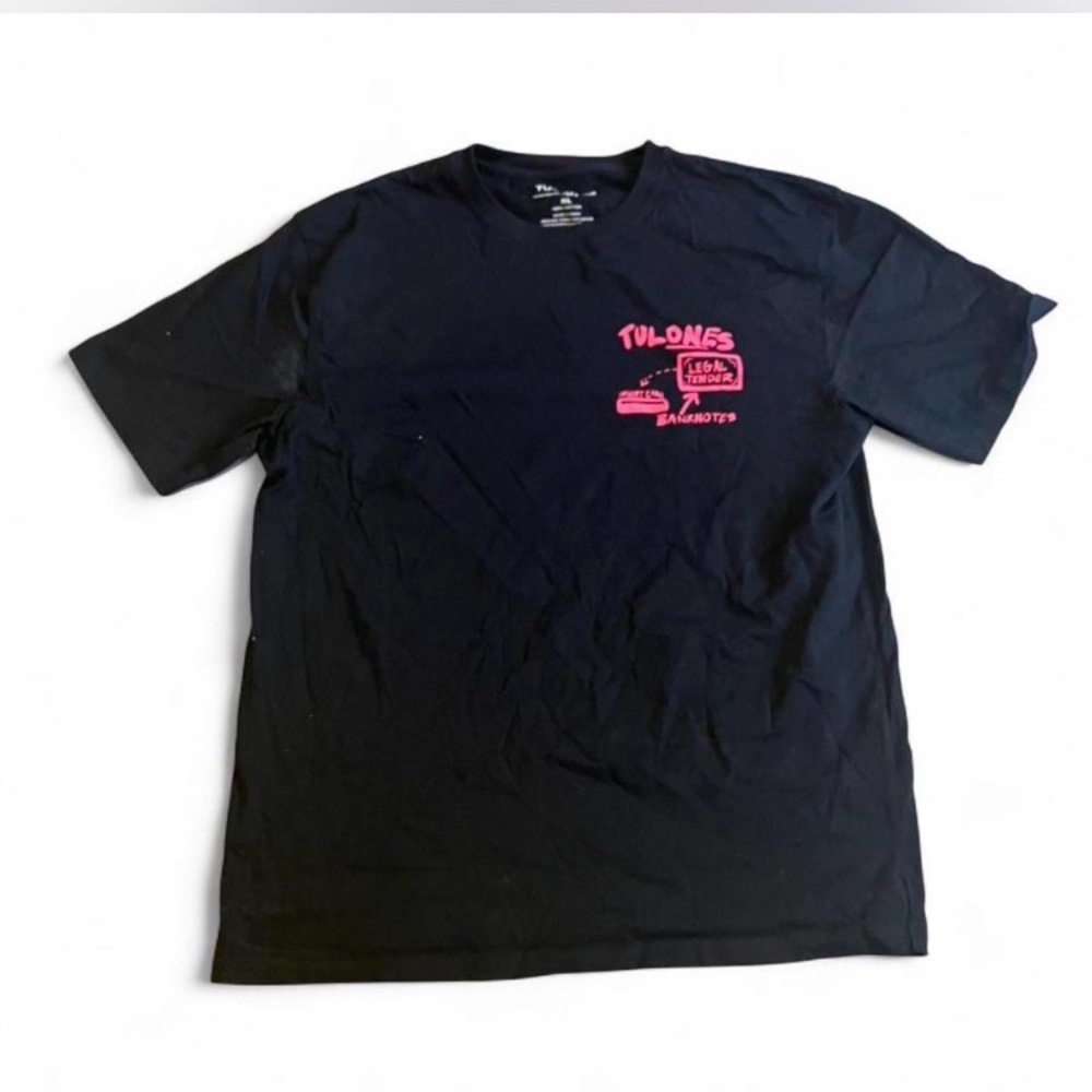 Men's Black T-Shirt with Pink Logo